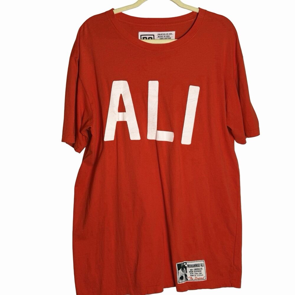 RO Men's USA Made T Shirt Size XXL Muhammad ALI Spellout Red See PIcs 2XL